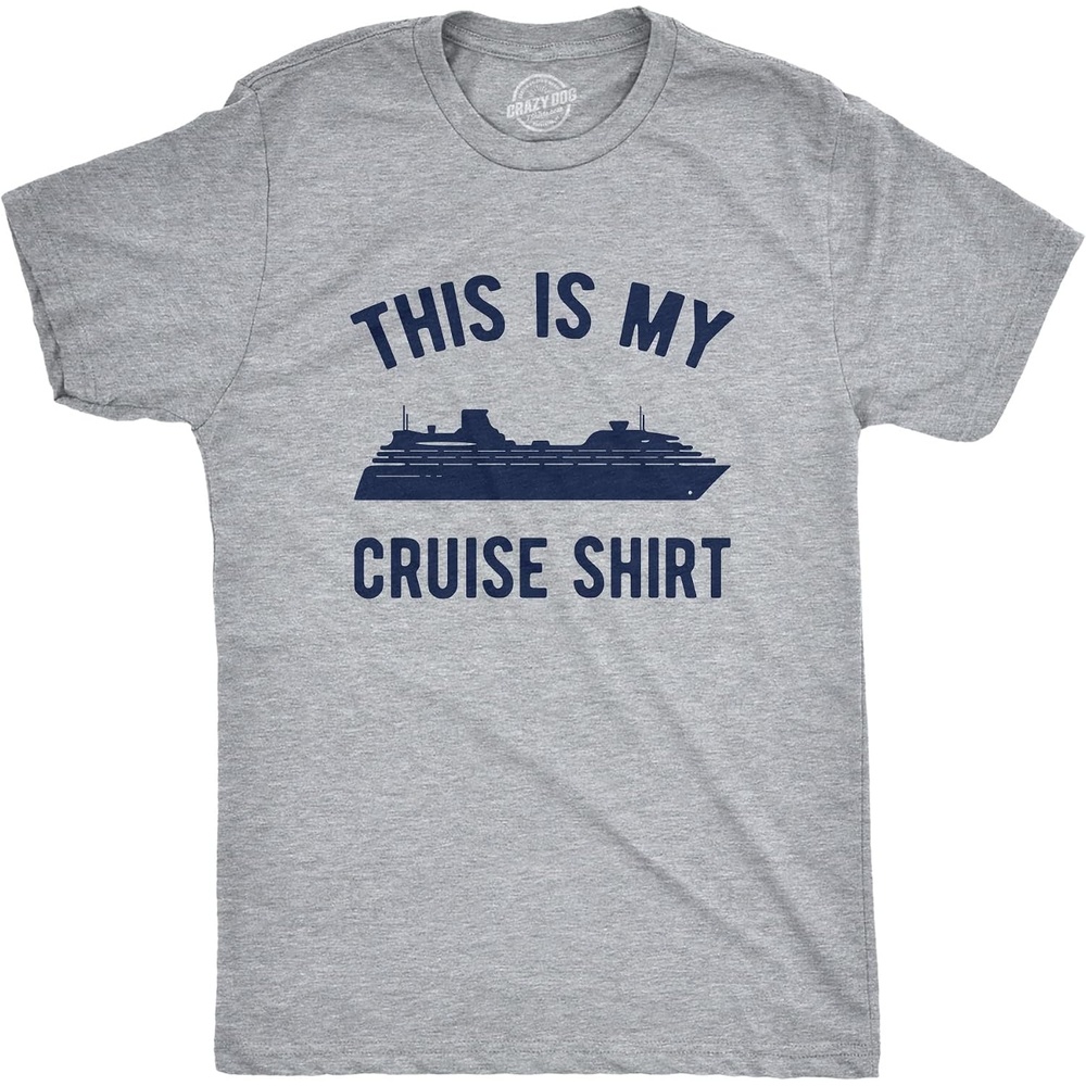 image:imageCrazy Dog TShirts Cruise Shirt for Men Cruising and Boozing Graphic Tee Soft cotton blend anchor text graphic casual cruise vacation wear Funny T Shirts Graphic Apparel for Men Cool SummerLight Heather Grey Cruise Shirt