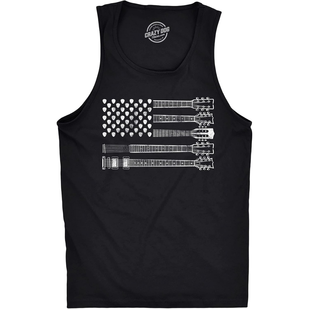 image:imageFitness Guitar Flag Rock and Roll Funny Mens Tank Tops Funny Workout Shirt Patriotic Tank Top for Men Cool Music Sleeveless Tee Fitted Tank Novelty Tank Tops for GuysBlack