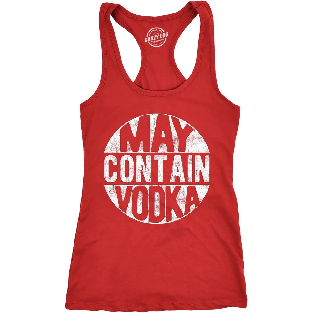 image:imageFitness May Contain Vodka Liquor Drinking Womens Cute Tank Tops Funny Racerback Tank Graphic Tank Top for Women Cool Drinking Sleeveless Tee Liquor Fitted Racerback Novelty Tank TopsRed