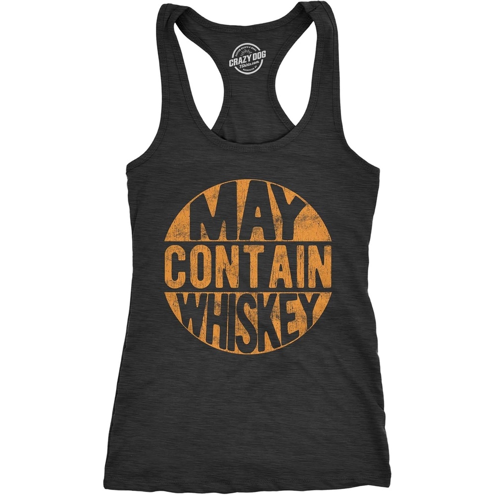 image:imageFitness May Contain Whiskey Drinking Womens Cute Tank Tops  Funny Racerback Tank Graphic Tank Top for Women Cool Drinking Sleeveless Tee Liquor Fitted Racerback Novelty Tank TopsBlack
