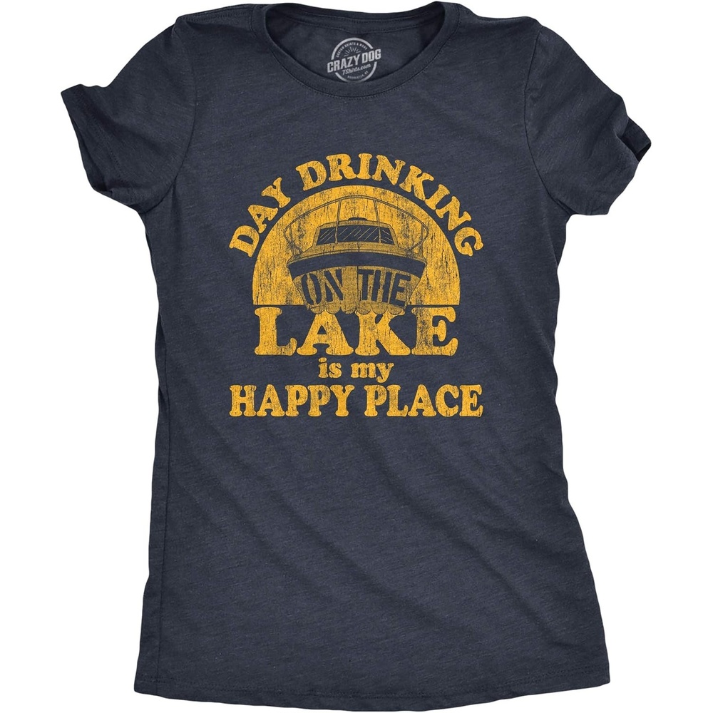 image:imageFunny Lake Drinking Tank Top for Women Day Drinking Graphic Tank  Soft poly cotton blend lake drinking graphic casual happy place wear Funny T Shirts Graphic Tops for Women Cool DrinkingHeather Navy
