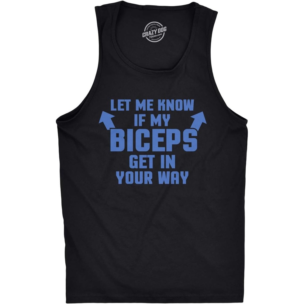 image:imageLet Me Know If My Biceps Get in The Way Tank Top Funny Workout Shirt Graphic Tank Top for Men Cool Fitness Sleeveless Tee Fitted Tank Novelty Tank Tops for GuysBlack