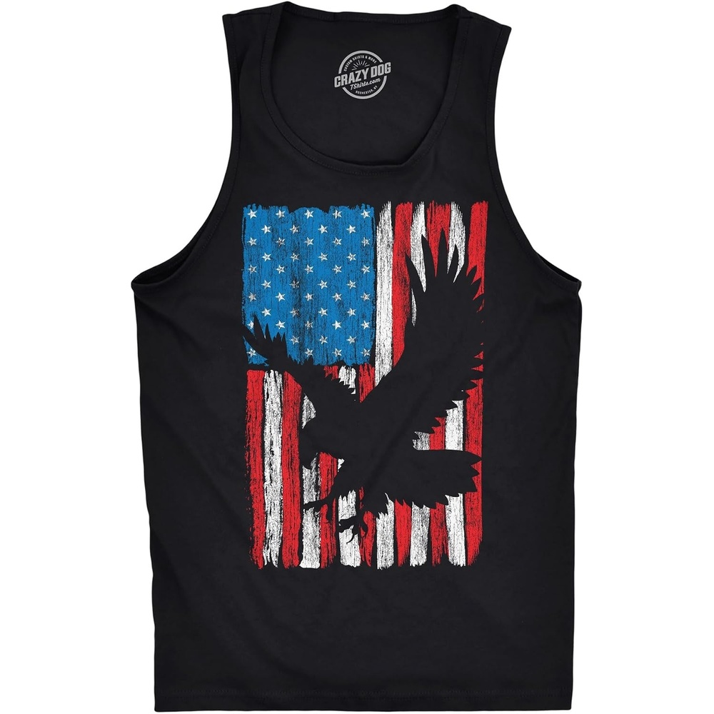 image:imageMens Eagle in Flag Fitness Tank Awesome 4th of July Graphic Tanktop for Men  Funny Workout Shirt Patriotic Tank Top for Men Cool Sleeveless Tee Fitted Tank Novelty Tank Tops for GuysBlack  Eagle in Flag