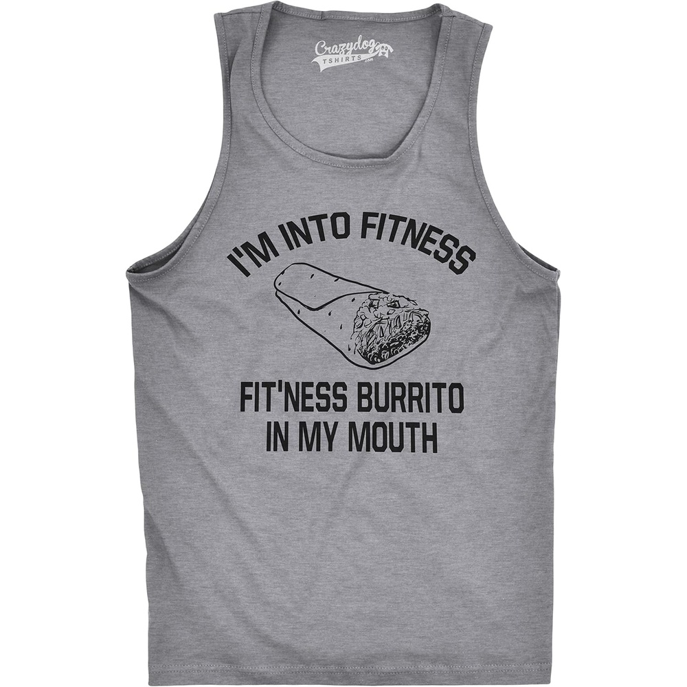 image:imageMens Fitness Burrito Funny Gym T Shirt Sarcasm Hilarious Workout Novelty Tees Funny Workout Shirt Cinco De Mayo Tank Top for Men Cool Fitness Sleeveless Tee Food Fitted Tank Novelty Tank Tops forLight Heather Grey Tank