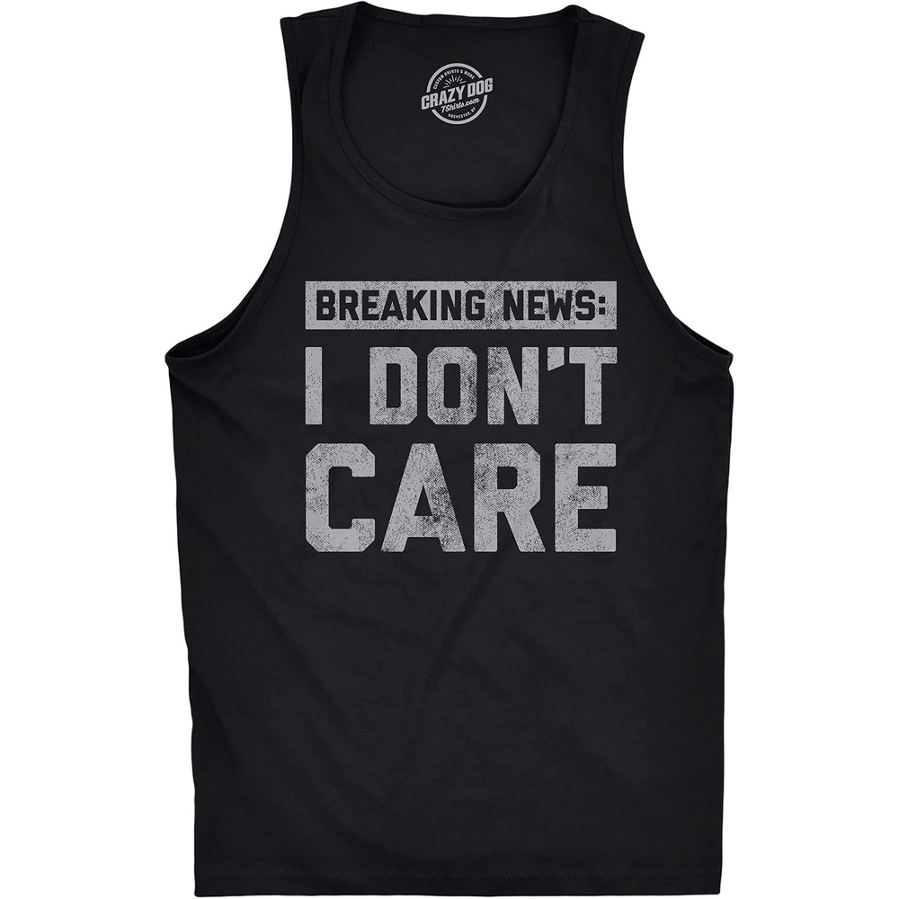 image:imageMens Fitness Tank Breaking News I Dont Care Tanktop Funny Tank Funny Workout Shirt Graphic Tank Top for Men Cool Introvert Sleeveless Tee Fitted Tank Novelty Tank Tops for GuysBlack