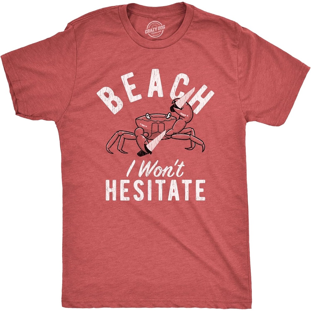 image:imageMens Fun Summer Tees Hot Funny Pool Beach Ocean Swimming T Shirts for GuysHeather Red Wont Hesitate
