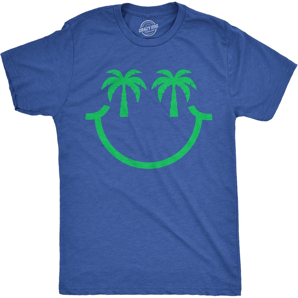 image:imageMens Fun Summer Tees Hot Funny Pool Beach Ocean Swimming T Shirts for GuysHeather Royal Palm Tree Eyes