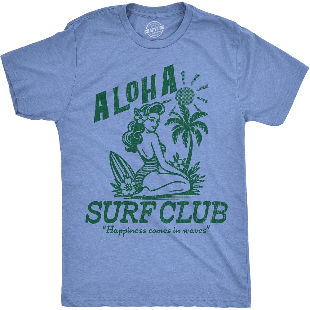image:imageMens Funny T Shirts Aloha Surf Club Sarcastic Beach Graphic Novelty Tee for Men