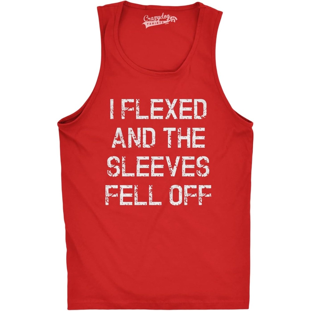 image:imageMens I Flexed and The Sleeves Fell Off Funny Workout Gym Tank Top Funny Workout Shirt Graphic Tank Top for Men Cool Fitness Sleeveless Tee Fitted Tank Novelty Tank Tops for GuysRed