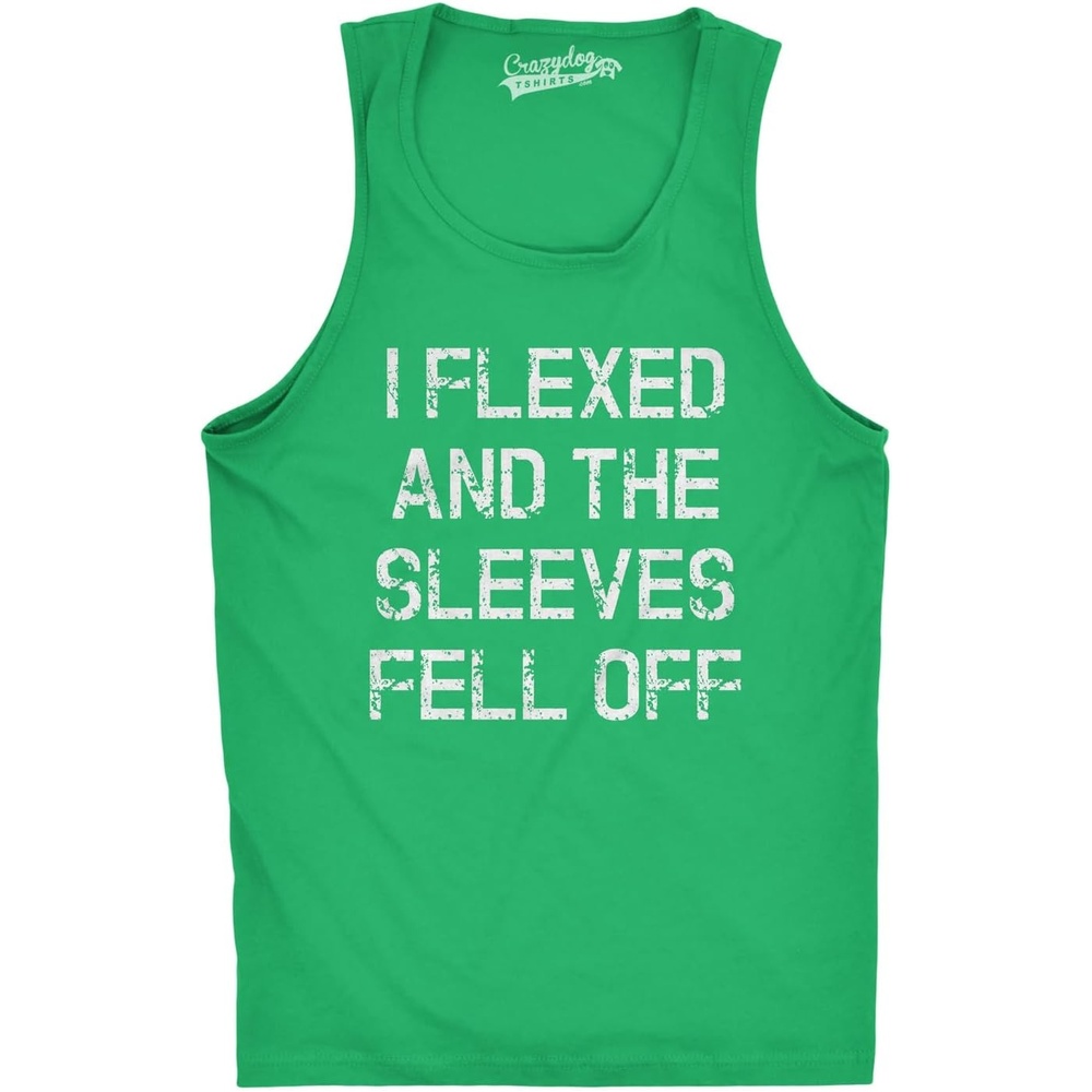 image:imageMens I Flexed and The Sleeves Fell Off Funny Workout Gym Tank Top Funny Workout Shirt Graphic Tank Top for Men Cool Fitness Sleeveless Tee Fitted Tank Novelty Tank Tops for GuysGreen