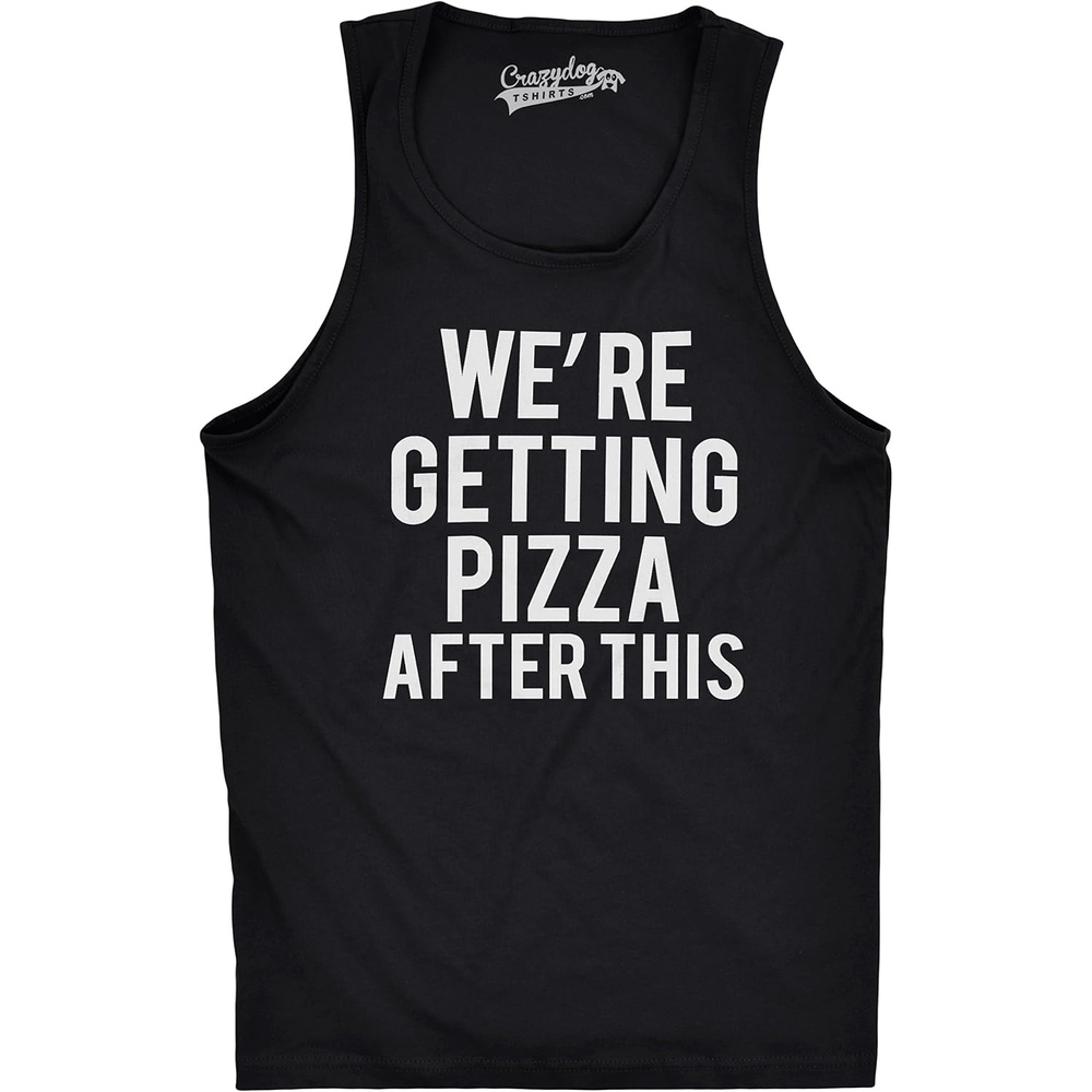 image:imageMens were Getting Pizza After This Funny Workout Sleeveless Gym Tank Top Funny Workout Shirt Graphic Tank Top for Men Cool Fitness Sleeveless Tee Food Fitted Tank Novelty Tank Tops for GuysBlack