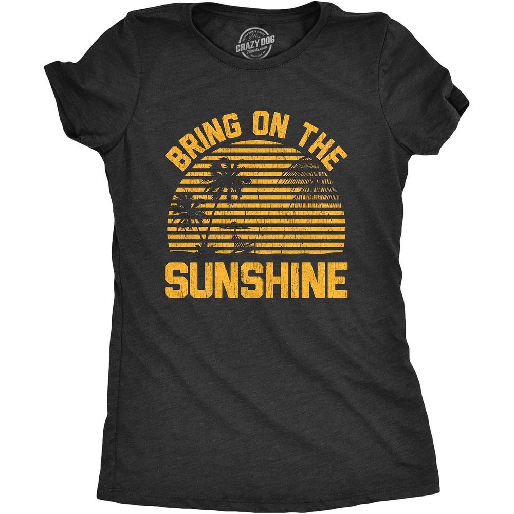 image:imageWomens Bring On The Sunshine T Shirt Funny Summer Vacation Beach Tee  Funny T Shirts Graphic Tops for Women Cool Summer Top Soft Cotton Blend Womens Novelty TeesHeather Black