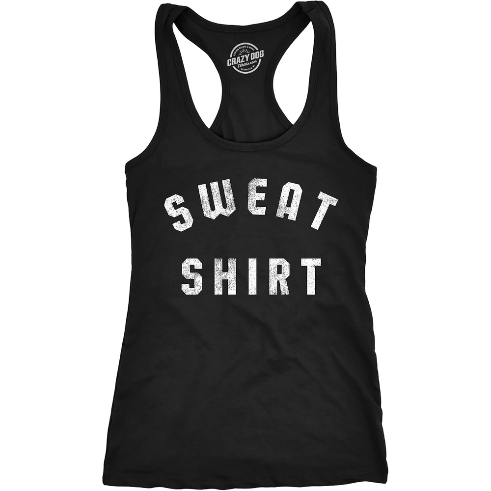 image:imageWomens Fitness Tank Sweat Shirt Tanktop Funny Workout Gym Graphic Shirt  Funny Racerback Tank Graphic Tank Top for Women Cool Fitness Sleeveless Tee Fitted Racerback Novelty Tank Tops for WomenBlack