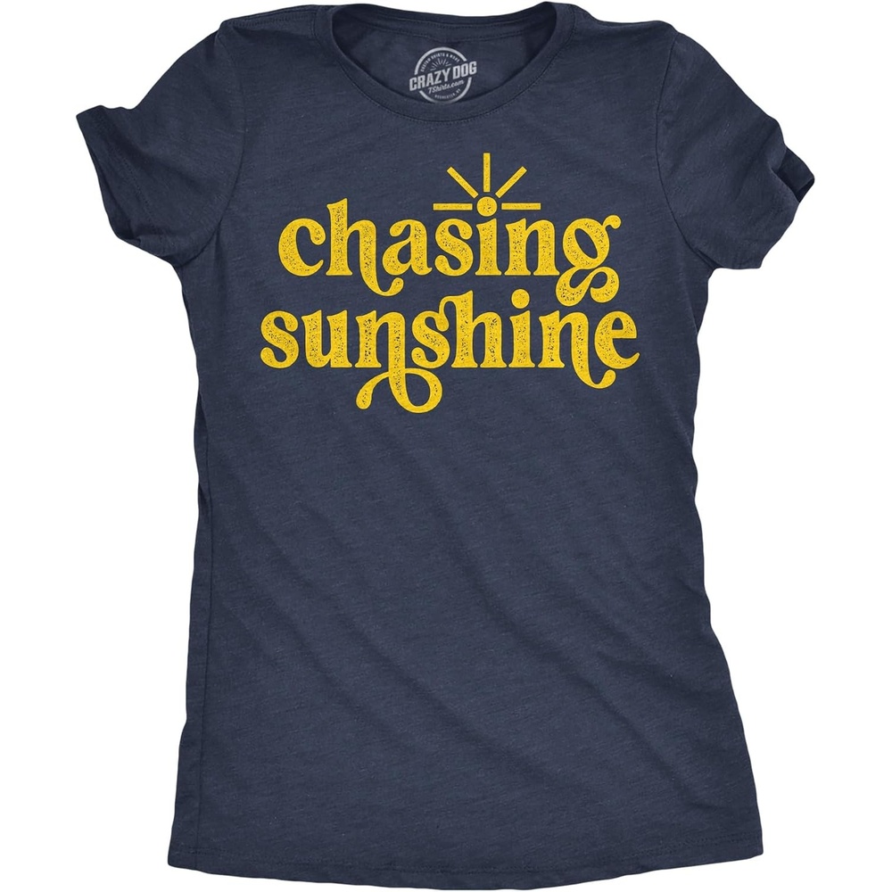 image:imageWomens Funny T Shirts Chasing Sunshine Cute Summer Tee for Ladies Funny T Shirts Graphic Tops for Women Cool Summer Top Soft Cotton Blend Womens Novelty Tees