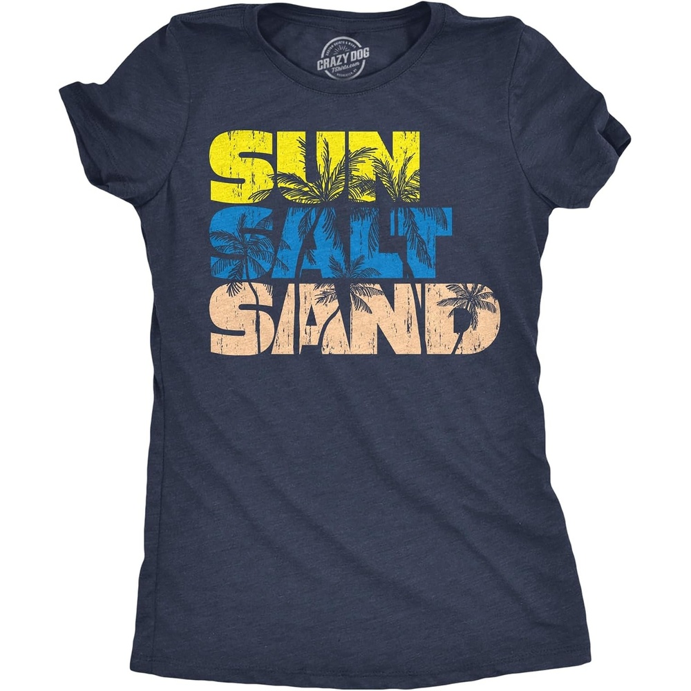 image:imageWomens Sun Salt Sand Tshirt for Beach Vacation Lovers Style Funny T Shirts Graphic Tops for Women Cool Summer Top Soft Cotton Blend Womens Novelty Tees