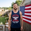 Freedom So Hard My Sleeves Fell Off Funny USA Mens Tank Tops | Funny Workout Shirt, Patriotic Tank Top for Men, Cool Fitness Sleeveless Tee, Fitted Tank, Novelty Tank Tops for Guys(Navy)
