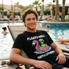 Mens Funny T Shirts Floats Well with Others Sarcastic Alien Graphic Novelty Pool Tee for Men
