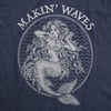 Mens Makin Waves T Shirt Funny Mermaid Graphic Novelty Tee | Funny T Shirts, Graphic Apparel for Men, Cool Summer Short Sleeve, Soft Cotton Blend, Novelty Tees for Guys(Heather Navy)