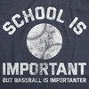 Mens School Is Important But Baseball Is Importanter T Shirt | Funny T Shirts, Graphic Apparel for Men, Cool Baseball Short Sleeve, Soft Cotton Blend, Novelty Tees for Guys(Heather Navy)