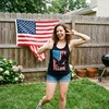 Womens Eagle in Flag Fitness Tank Awesome Fourth of July Tanktop for Ladies | Funny Racerback Tank, Patriotic Tank Top for Women, Cool Sleeveless Tee, Fitted Racerback, Novelty Tank Tops for Women(Black – Eagle in Flag)