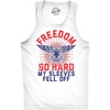 Freedom So Hard My Sleeves Fell Off Funny USA Mens Tank Tops | Funny Workout Shirt, Patriotic Tank Top for Men, Cool Fitness Sleeveless Tee, Fitted Tank, Novelty Tank Tops for Guys(White)