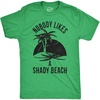 Mens Fun Summer Tees Hot Funny Pool Beach Ocean Swimming T Shirts for Guys(Heather Green – Shady Beach)