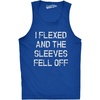 Mens I Flexed and The Sleeves Fell Off Funny Workout Gym Tank Top | Funny Workout Shirt, Graphic Tank Top for Men, Cool Fitness Sleeveless Tee, Fitted Tank, Novelty Tank Tops for Guys(Royal)