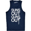 Mens Suns Out Guns Out Tank Funny Workout Tanks Hilarious Gym Shirt | Funny Workout Shirt, Graphic Tank Top for Men, Cool Fitness Sleeveless Tee, Fitted Tank, Novelty Tank Tops for Guys(Navy)