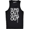 Mens Suns Out Guns Out Tank Funny Workout Tanks Hilarious Gym Shirt | Funny Workout Shirt, Graphic Tank Top for Men, Cool Fitness Sleeveless Tee, Fitted Tank, Novelty Tank Tops for Guys(Black)