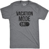 Mens Vacation Mode On T Shirt Funny Spring Break Tee | Funny T Shirts, Graphic Apparel for Men, Cool Summer Short Sleeve, Soft Cotton Blend, Novelty Tees for Guys(Dark Heather Grey)