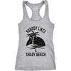 Shady Beach Sleeveless Gym Workout Fitness Womens Cute Tank Tops | Funny Racerback Tank, Graphic Tank Top for Women, Cool Summer Sleeveless Tee, Fitted Racerback, Novelty Tank Tops for Women(Light Heather Grey)