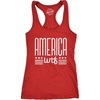 Womens America WTF T Shirt Funny Patriotic July 4th Novelty Tee | Funny Racerback Tank, Patriotic Tank Top for Women, Cool Sarcastic Sleeveless Tee, Fitted Racerback, Novelty Tank Tops for(Red)