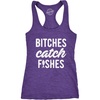 Womens Bitches Catch Fishes Tanktop Funny Cute Fishing Tank top | Funny Racerback Tank, Graphic Tank Top for Women, Cool Fitness Sleeveless Tee, Food, Fitted Racerback, Novelty Tank Tops for(Heather Purple)