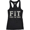 Womens Funny Fitness Tank FIT Fuck Im Tired Graphic Tanktop for Ladies | Funny Racerback Tank, Graphic Tank Top for Women, Cool Introvert Sleeveless Tee, Fitted Racerback, Novelty Tank Tops for(Black – Fit Fuck Im Tired)