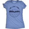 Womens On Lake Time T Shirt Funny Summer Vacation Outdoors Tee for Ladies(Heather Light Blue)