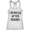 Womens Tank Im Nicer After Boxing Tanktop Funny Fitness Workout Top | Funny Racerback Tank, Graphic Tank Top for Women, Cool Fitness Sleeveless Tee, Sarcastic, Fitted Racerback, Novelty Tank Tops(White)