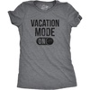 Womens Vacation Mode On T Shirt Funny Spring Break Tee | Funny T Shirts, Graphic Tops for Women, Cool Summer Top, Soft Cotton Blend, Women’s Novelty Tees(Dark Heather Grey)