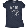 Womens We Be Trippin T Shirt Cool Travel Vacation Adventure Airplane Graphic Novelty Tee(Heather Navy)