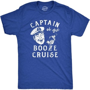Crazy Dog T-Shirts Cruise Shirt for Men, Cruising and Boozing Graphic Tee | Soft cotton blend, anchor text graphic, casual cruise vacation wear, Funny T Shirts, Graphic Apparel for Men, Cool Summer(Heather Royal – Captain)