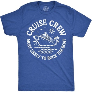 Crazy Dog T-Shirts Cruise Shirt for Men, Cruising and Boozing Graphic Tee | Soft cotton blend, anchor text graphic, casual cruise vacation wear, Funny T Shirts, Graphic Apparel for Men, Cool Summer(Heather Royal – Cruse Crew Rock Boat)