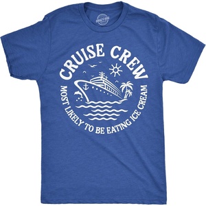 Crazy Dog T-Shirts Cruise Shirt for Men, Cruising and Boozing Graphic Tee | Soft cotton blend, anchor text graphic, casual cruise vacation wear, Funny T Shirts, Graphic Apparel for Men, Cool Summer(Heather Royal – Cruse Crew Ice Cream)