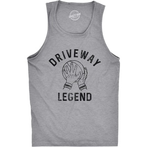 Driveway Legend Fitness Funny Pickup Mens Funny Sayings Tank Tops | Funny Workout Shirt, Graphic Tank Top for Men, Cool Basketball Sleeveless Tee, Sarcastic, Fitted Tank, Novelty Tank Tops for(Dark Heather Grey – Driveway)