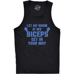 Let Me Know If My Biceps Get in The Way Tank Top | Funny Workout Shirt, Graphic Tank Top for Men, Cool Fitness Sleeveless Tee, Fitted Tank, Novelty Tank Tops for Guys(Black)