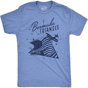 Mens Bermuda Triangle T Shirt Funny Vintage Retro Graphic Novelty Tee for Men(Light Heather Blue)