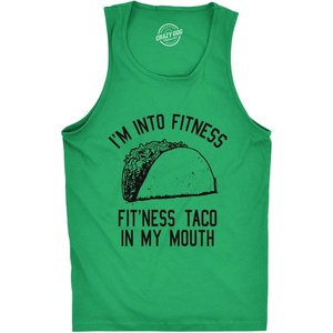 Mens Fitness Taco in My Mouth Tanktop Funny Shirt | Funny Workout Shirt, Cinco De Mayo Tank Top for Men, Cool Fitness Sleeveless Tee, Fitted Tank, Novelty Tank Tops for Guys(Heather Green – Fitness Taco)