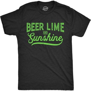 Mens Fun Summer Tees Hot Funny Pool Beach Ocean Swimming T Shirts for Guys(Heather Black – Lime-sunshine)