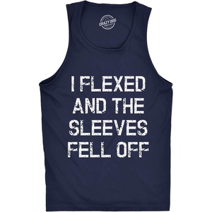 Mens I Flexed and The Sleeves Fell Off Funny Workout Gym Tank Top | Funny Workout Shirt, Graphic Tank Top for Men, Cool Fitness Sleeveless Tee, Fitted Tank, Novelty Tank Tops for Guys(Navy)