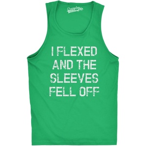 Mens I Flexed and The Sleeves Fell Off Funny Workout Gym Tank Top | Funny Workout Shirt, Graphic Tank Top for Men, Cool Fitness Sleeveless Tee, Fitted Tank, Novelty Tank Tops for Guys(Green)
