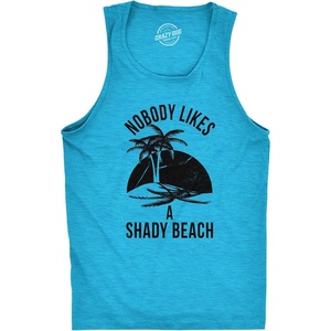 Mens Shady Beach Funny Cool Tees Sleeveless Gym Workout Fitness Tanktop | Funny Workout Shirt, Graphic Tank Top for Men, Cool Fitness Sleeveless Tee, Fitted Tank, Novelty Tank Tops for Guys(Heather Turquoise)