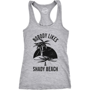 Shady Beach Sleeveless Gym Workout Fitness Womens Cute Tank Tops | Funny Racerback Tank, Graphic Tank Top for Women, Cool Summer Sleeveless Tee, Fitted Racerback, Novelty Tank Tops for Women(Light Heather Grey)